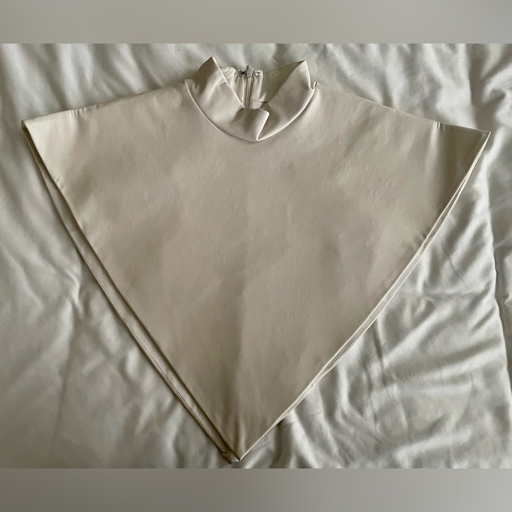 AKIRA | White Faux Leather Mock Neck Triangle Blouse